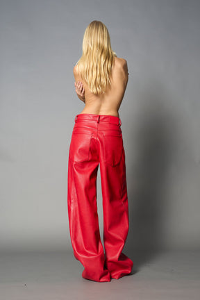 Leather Baggy Suit Trousers