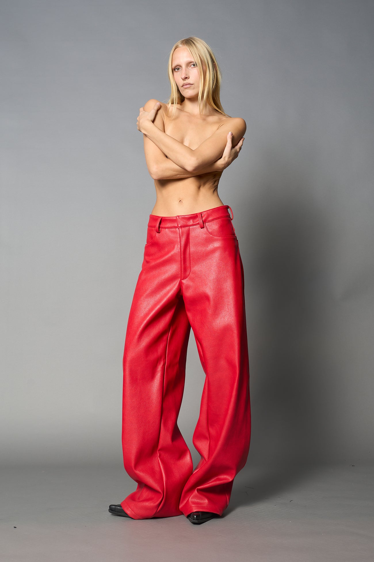 Leather Baggy Suit Trousers