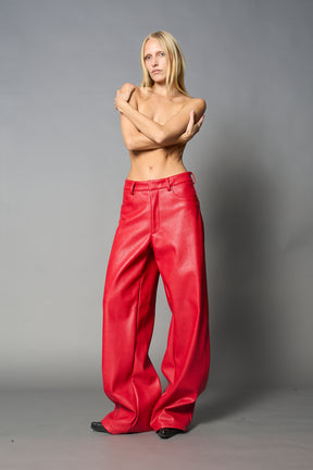 Leather Baggy Suit Trousers