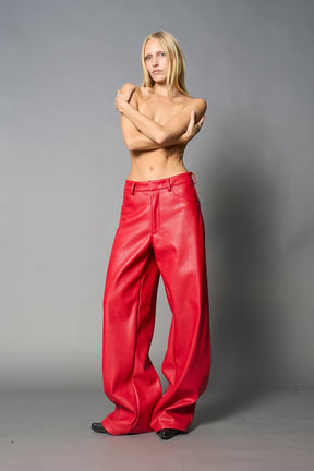 Leather Baggy Suit Trousers