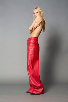 Leather Baggy Suit Trousers