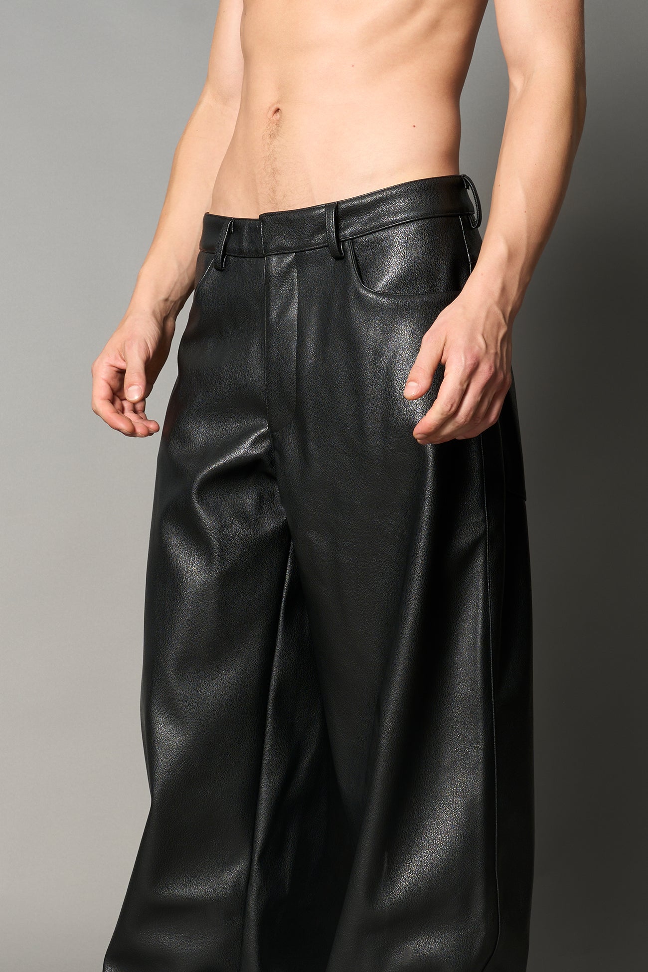 Leather Baggy Suit Trousers