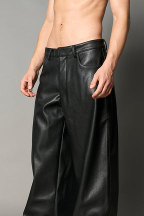 Leather Baggy Suit Trousers