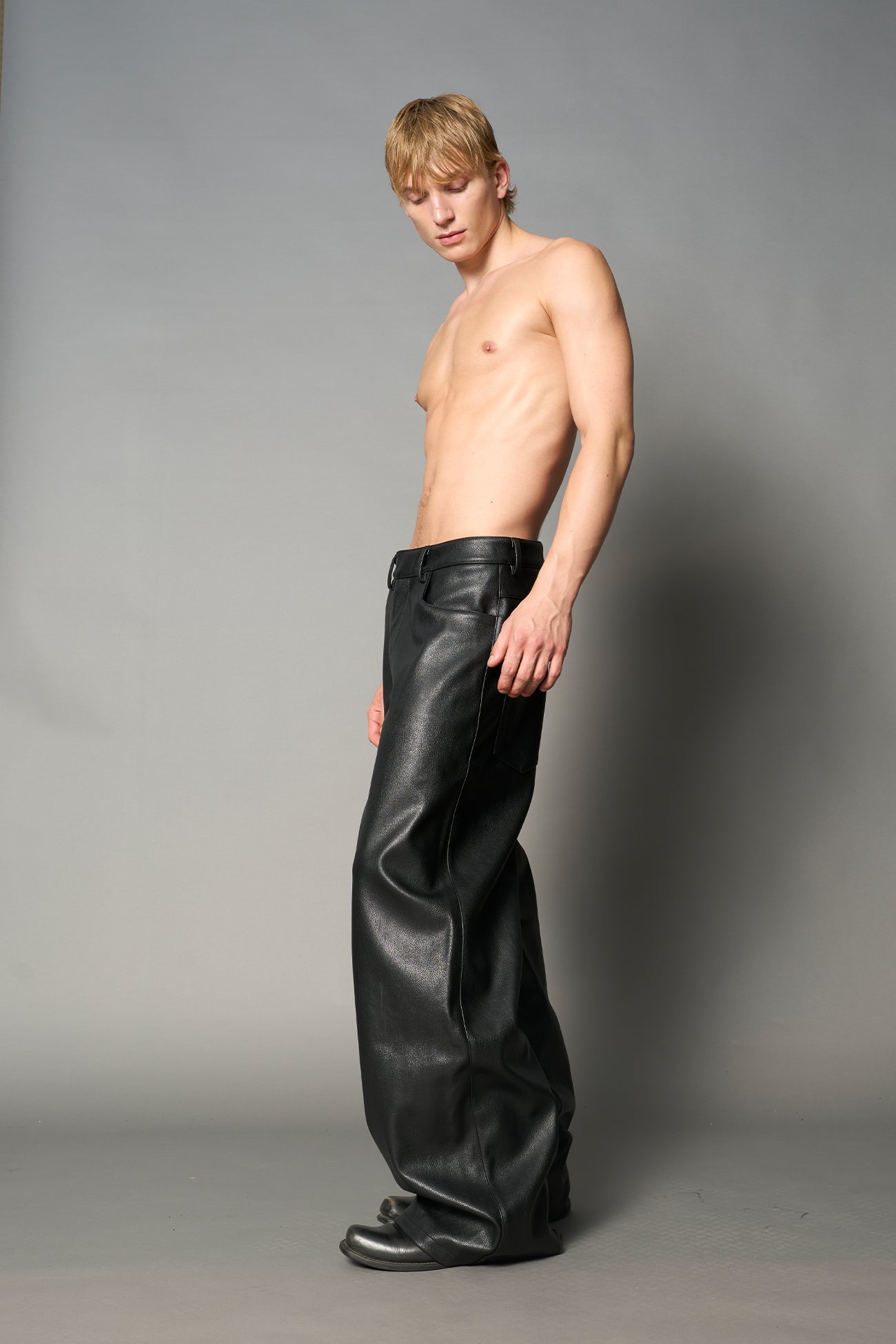 Leather Baggy Suit Trousers
