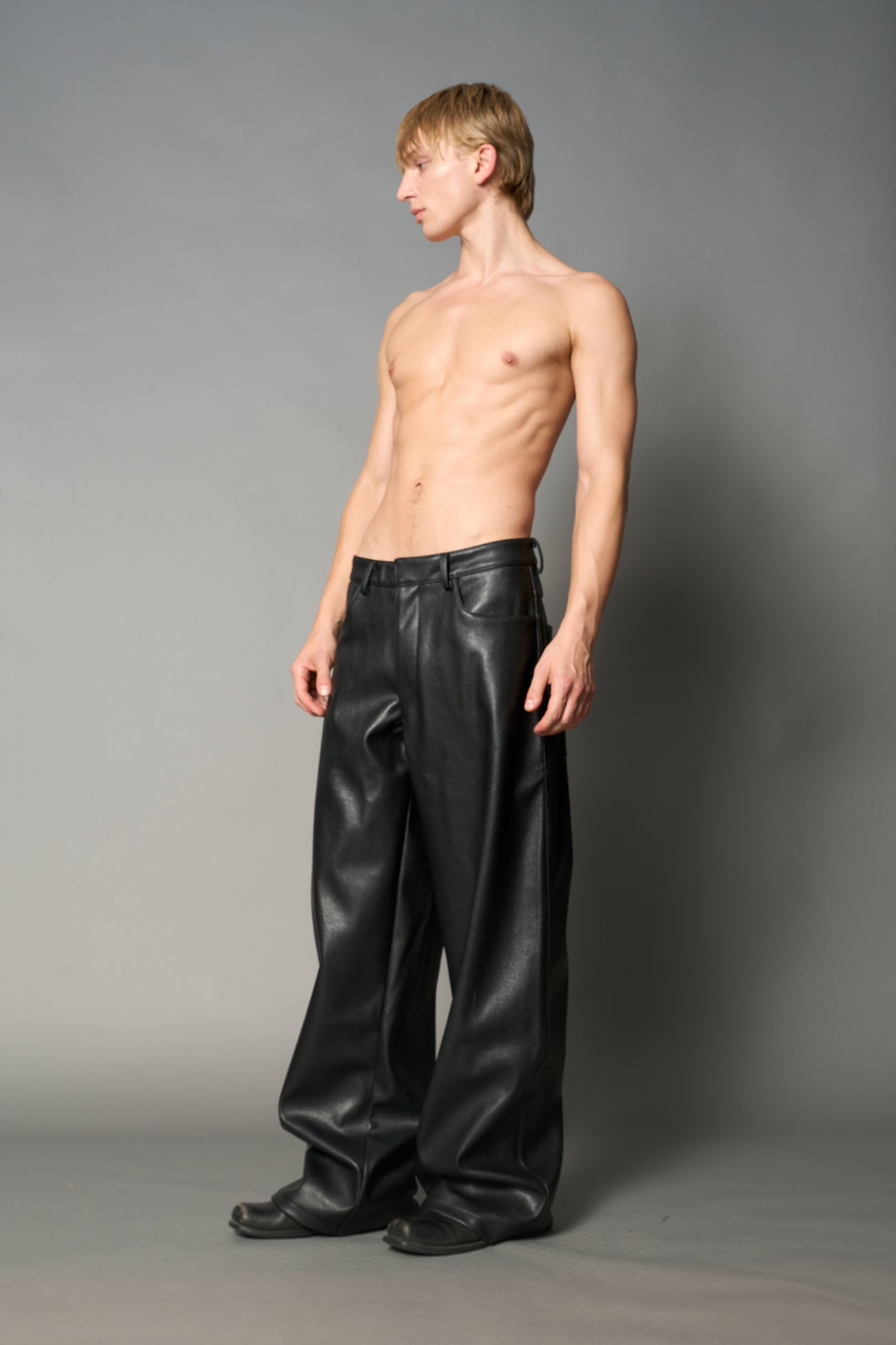 Leather Baggy Suit Trousers