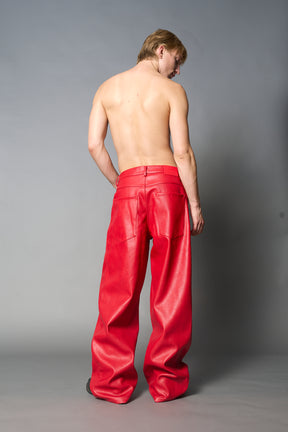 Leather Baggy Suit Trousers