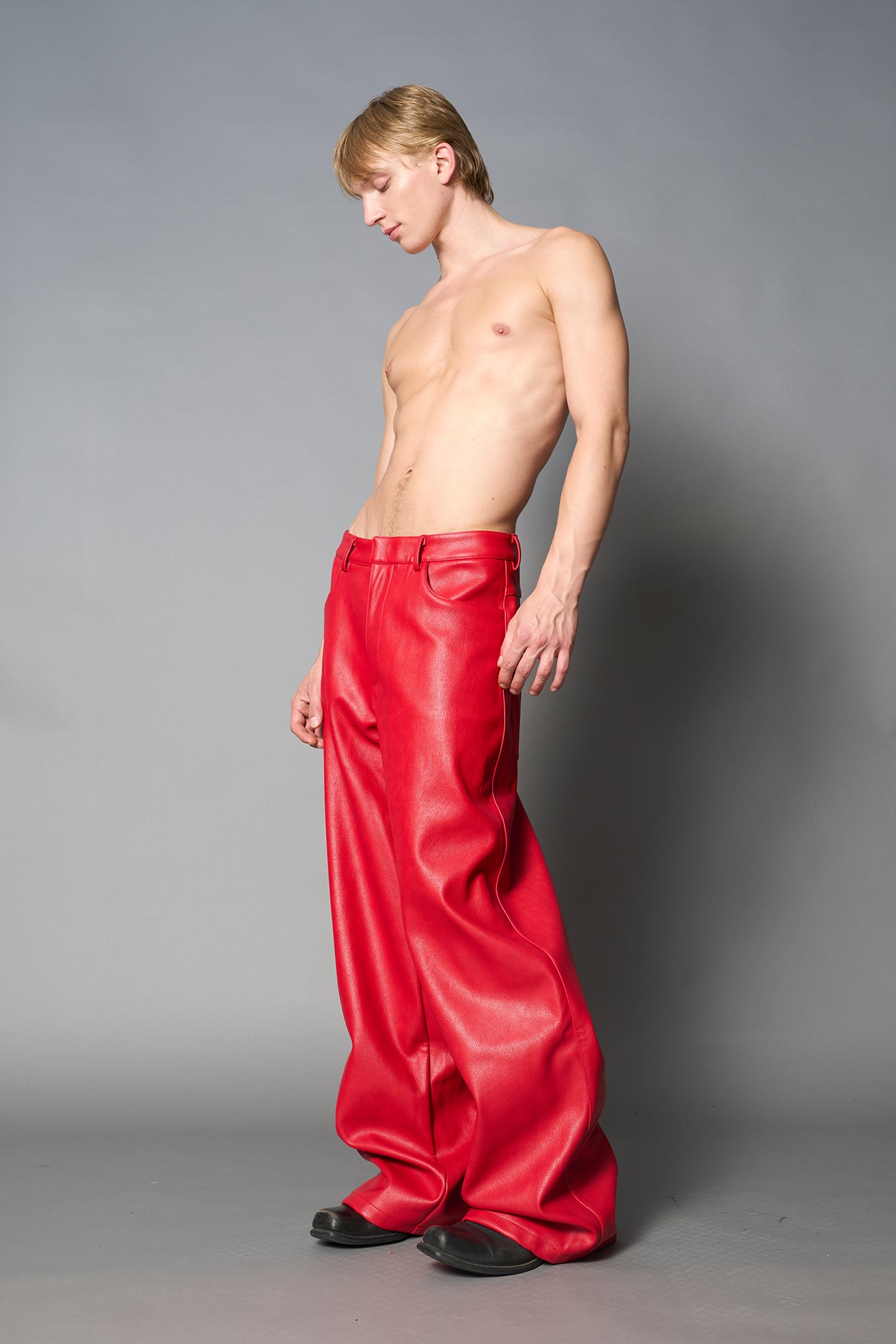 Leather Baggy Suit Trousers