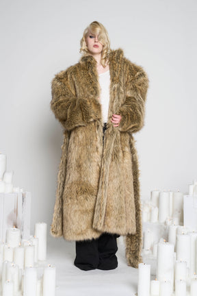 Namilia Faux Fur Coat Brown