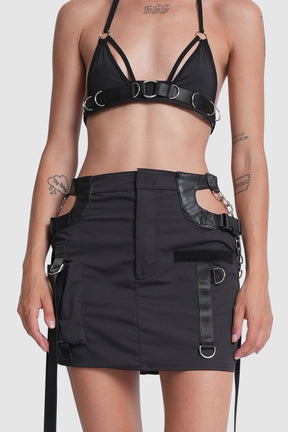 NAMILIA bumster skirt - XS, black