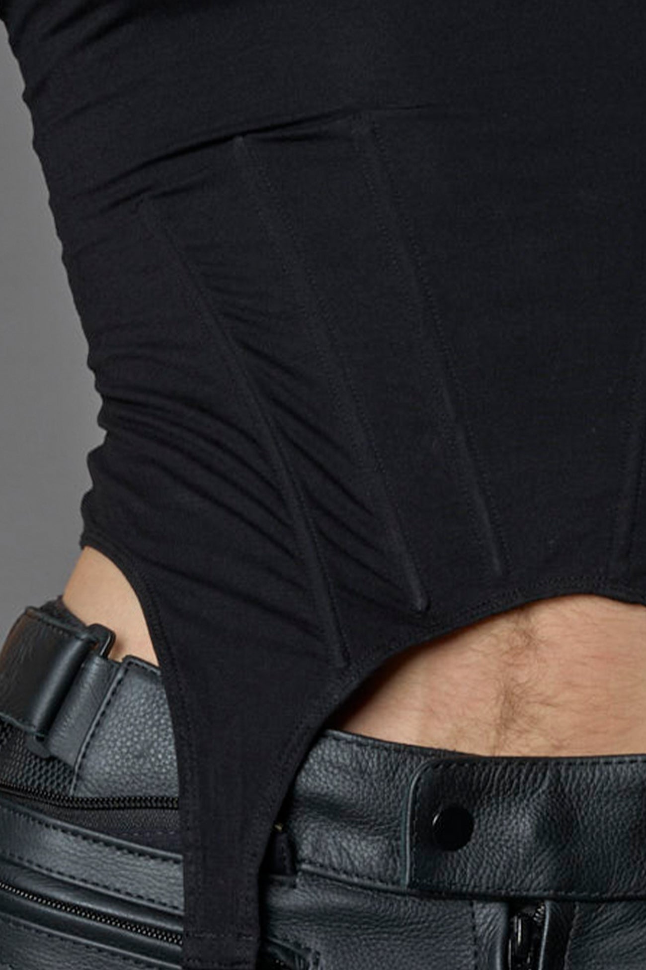 Namilia mini tee in black with detachable suspender straps