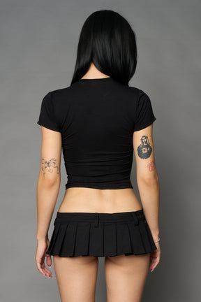 Namilia mini tee in black with detachable suspender straps