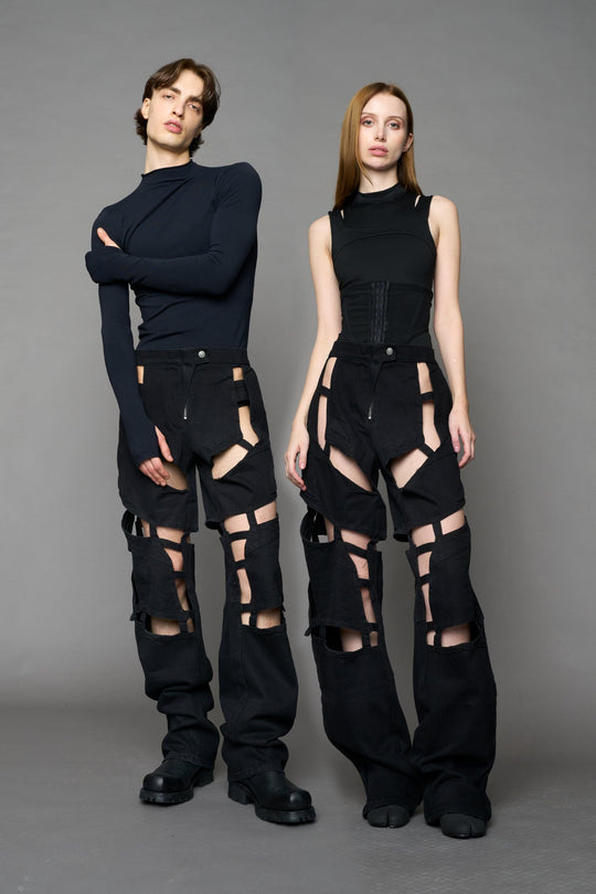 Moto Denim Floating Pants