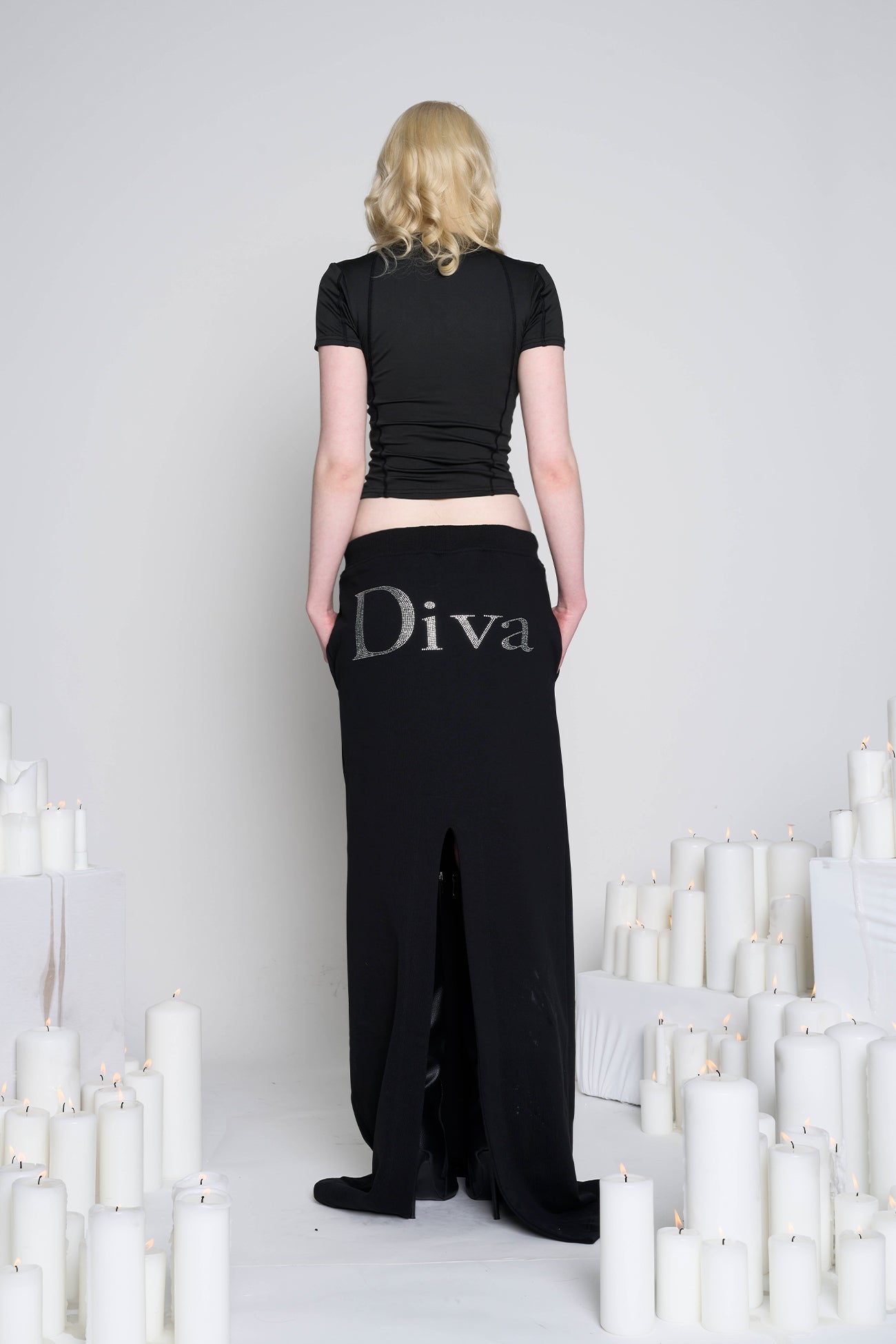 Namilia Diva Long Sweat Skirt Black