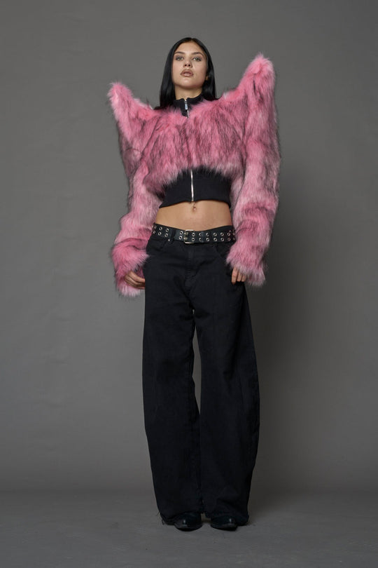 Doomsday Crop Faux Fur Jacket