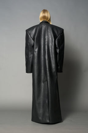 Leather Elongated Blazer Coat