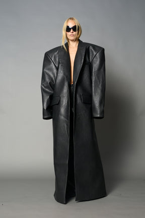 Leather Elongated Blazer Coat