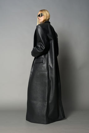 Leather Elongated Blazer Coat
