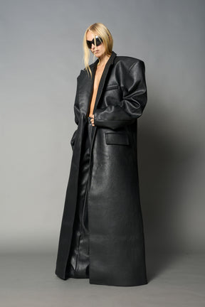 Leather Elongated Blazer Coat