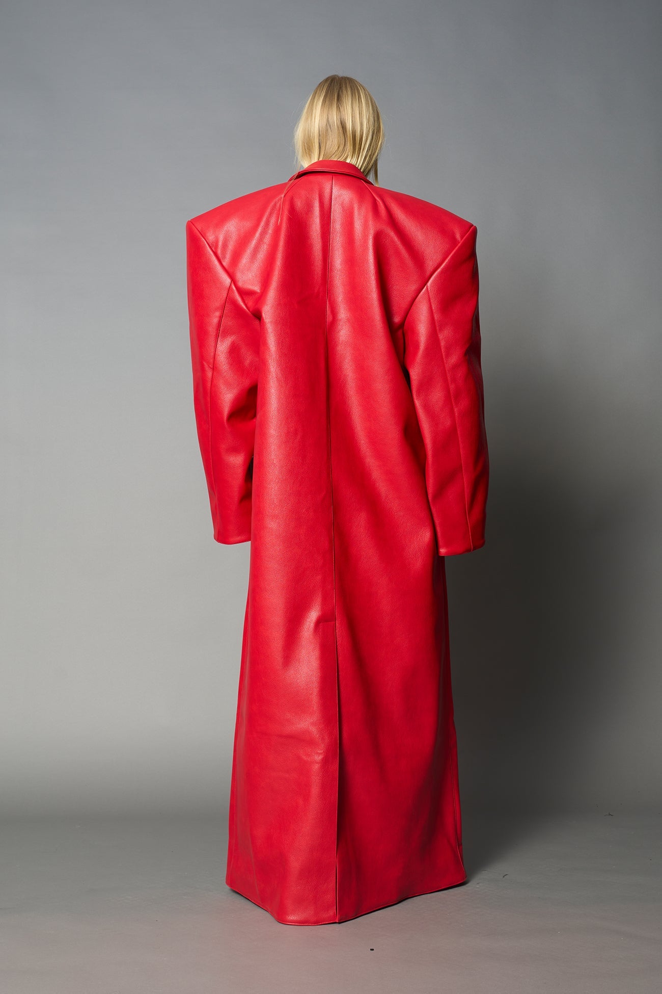 Leather Elongated Blazer Coat