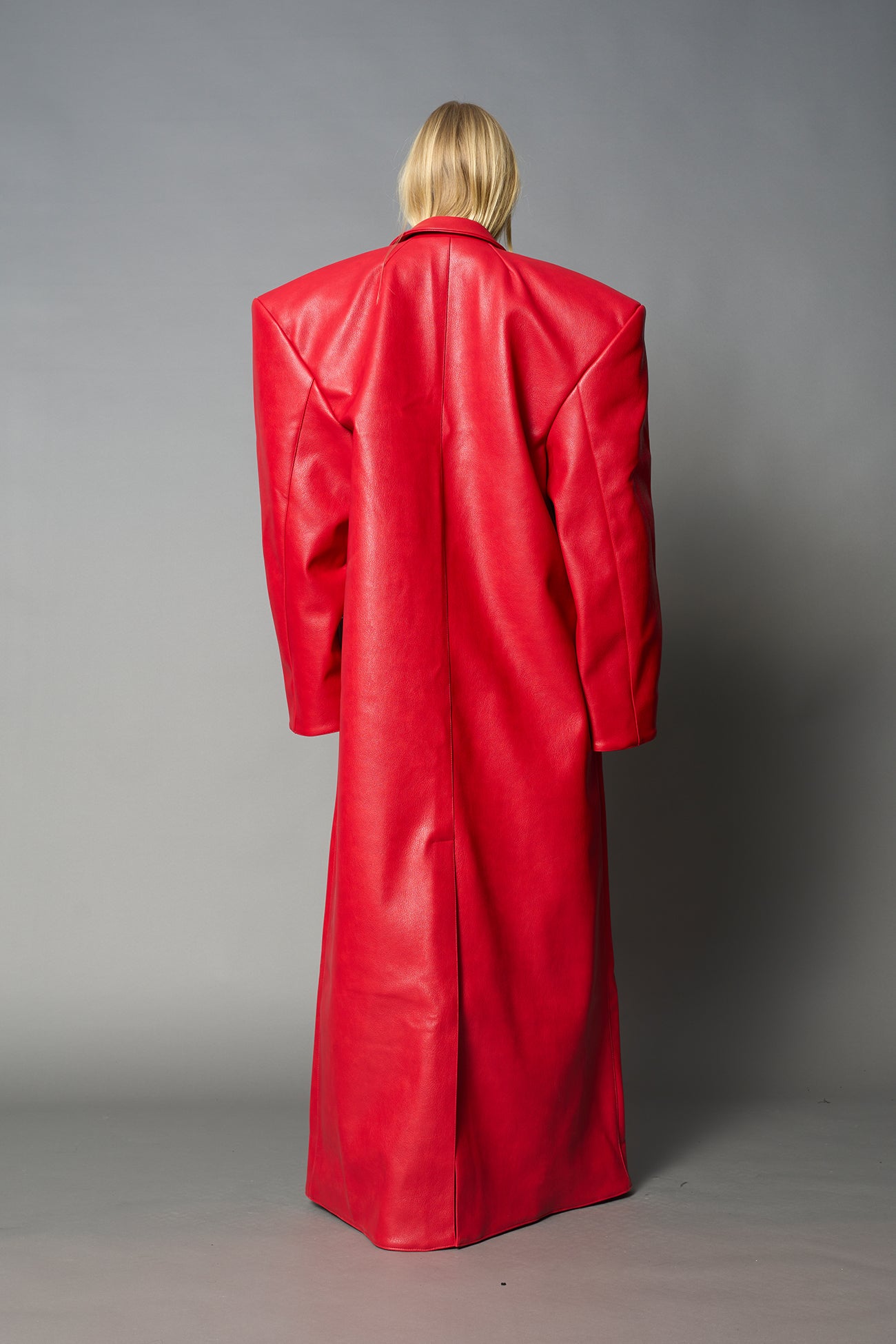 Leather Elongated Blazer Coat
