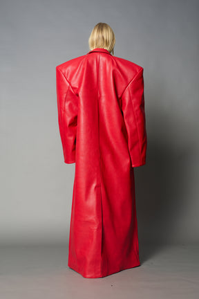 Leather Elongated Blazer Coat