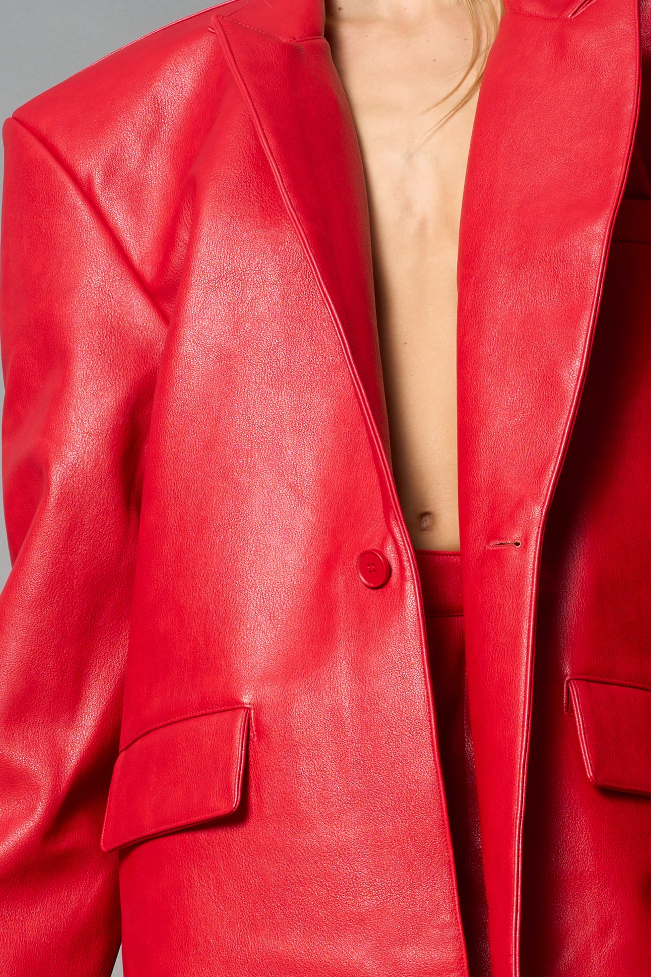 Leather Elongated Blazer Coat
