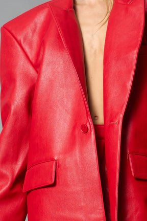 Leather Elongated Blazer Coat