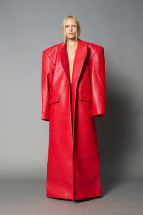 Leather Elongated Blazer Coat