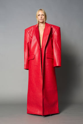 Leather Elongated Blazer Coat