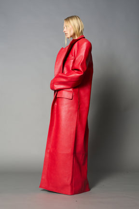 Leather Elongated Blazer Coat