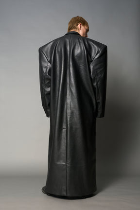 Leather Elongated Blazer Coat
