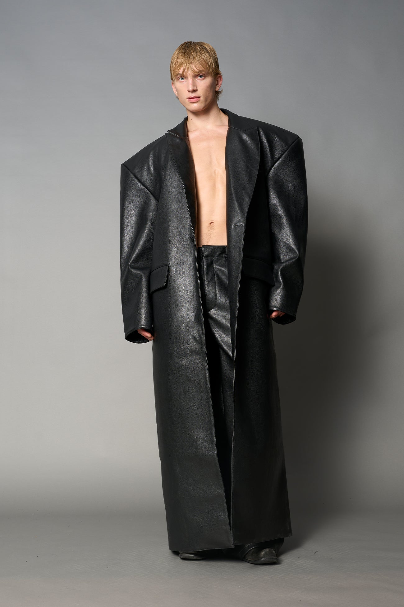 NAMILIA - Leather Elongated Blazer Coat - Shop now