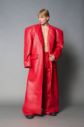 Leather Elongated Blazer Coat