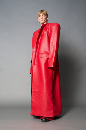 Leather Elongated Blazer Coat