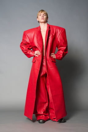 Leather Elongated Blazer Coat