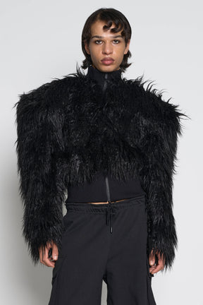 Namilia Crop Faux Fur Jacket Black