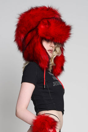 Namilia Faux Fur Hat Red