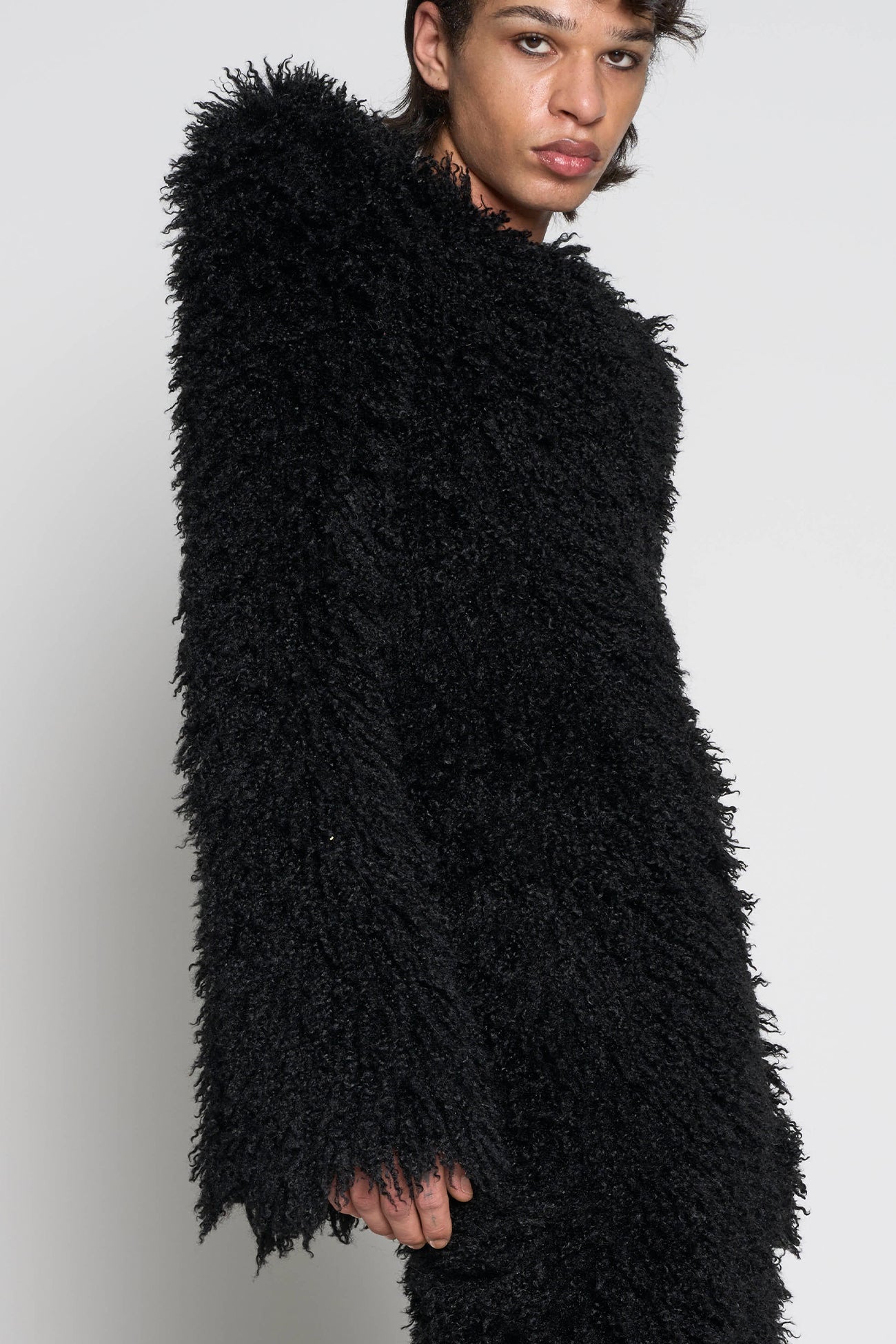 Namilia Faux Fur Gown Black