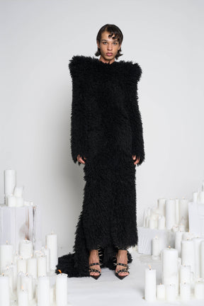 Namilia Faux Fur Gown Black