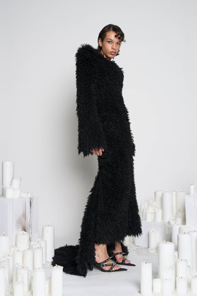 Namilia Faux Fur Gown Black