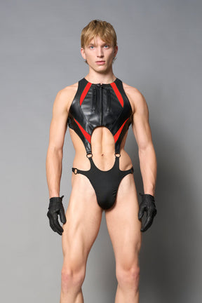 NAMILIA Cut Out Body - Pouch Panty - BLACK RED xs