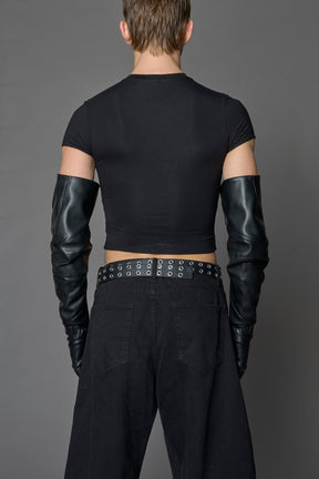 black motocross vegan leather gloves