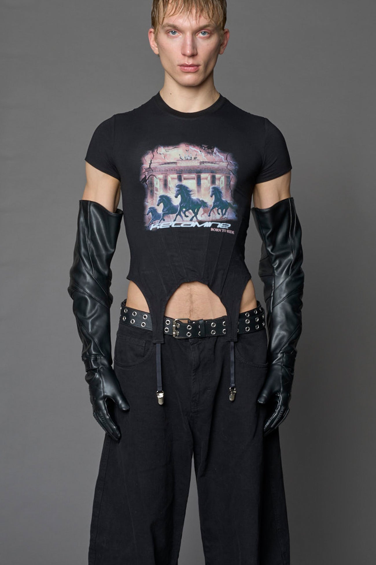 black motocross vegan leather gloves