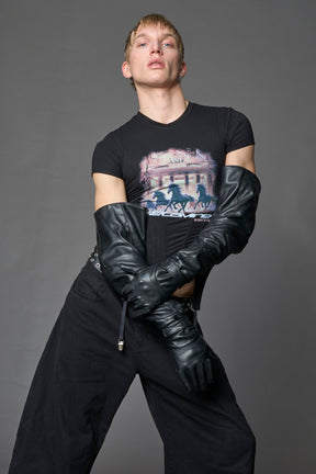 black motocross vegan leather gloves