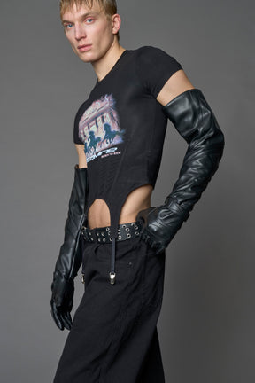 black motocross vegan leather gloves