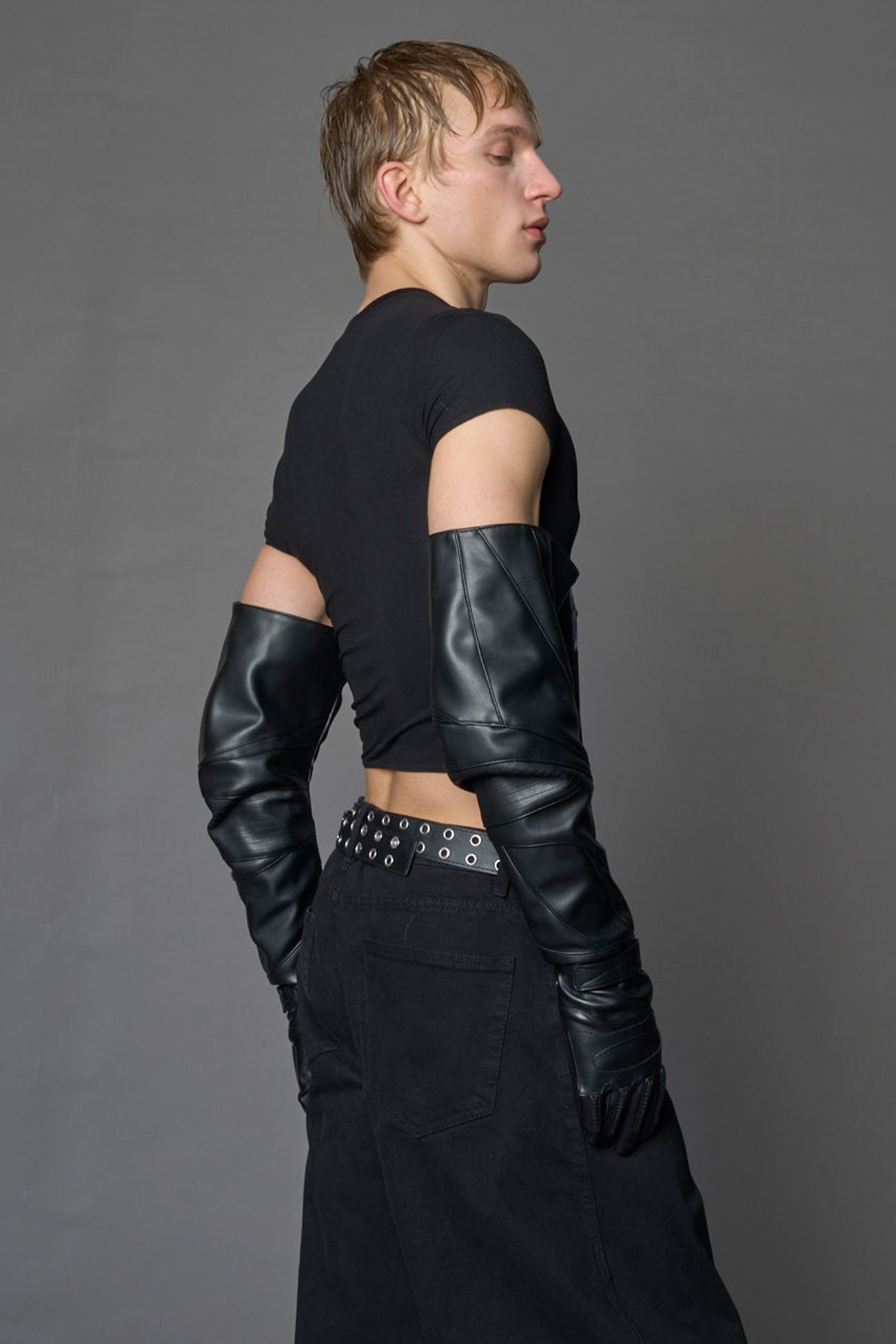 black motocross vegan leather gloves