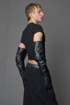 black motocross vegan leather gloves