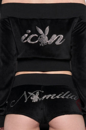 Bunny Off Shoulder Velour Jacket