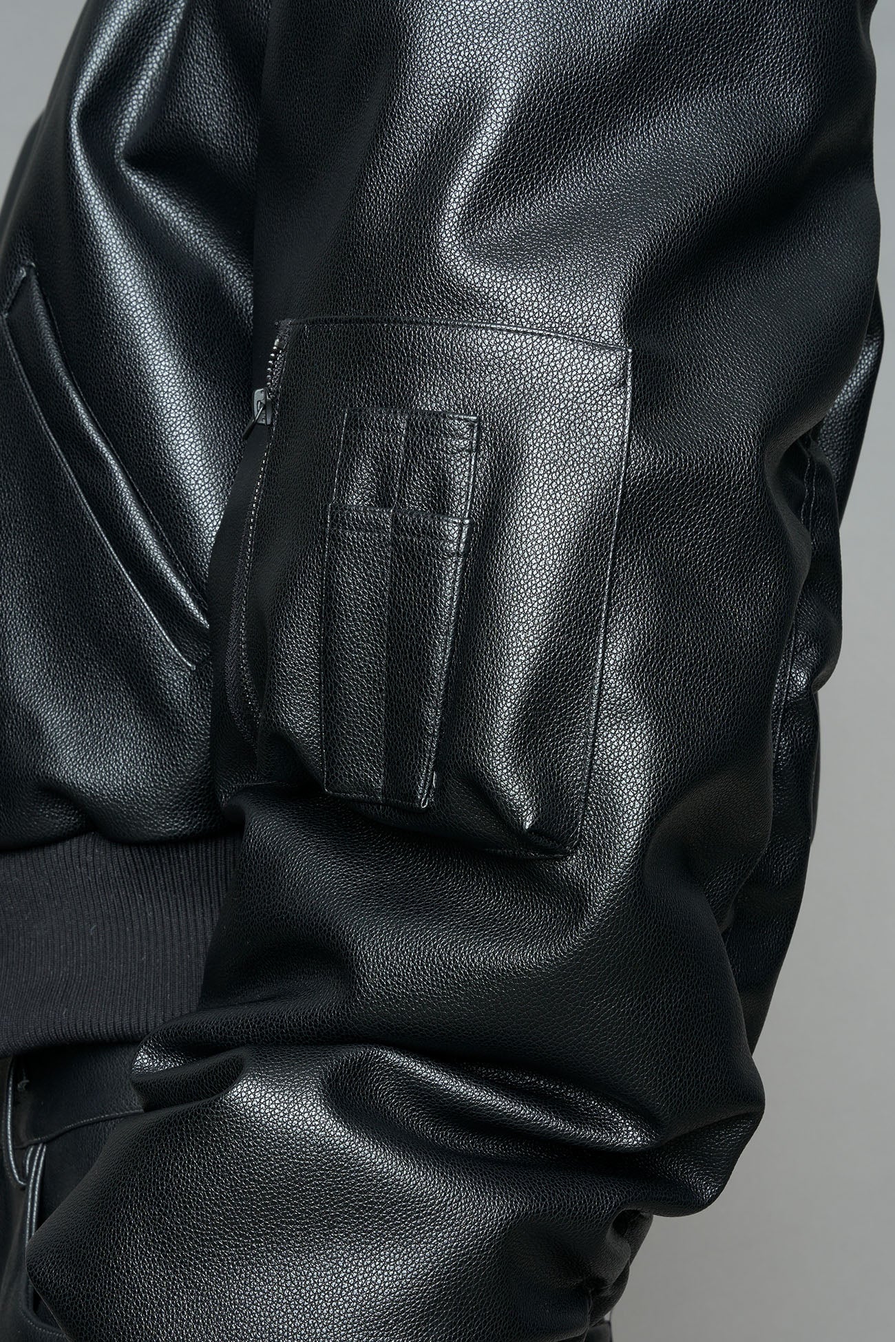 NAMILIA - Leather Power Shoulder Bomber Jacket - Shop now