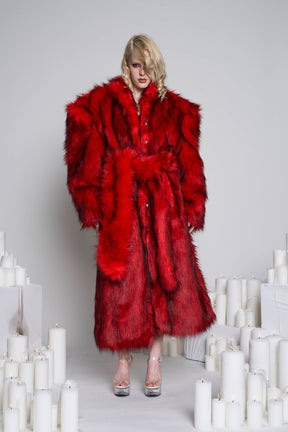 Namilia Faux Fur Coat Red